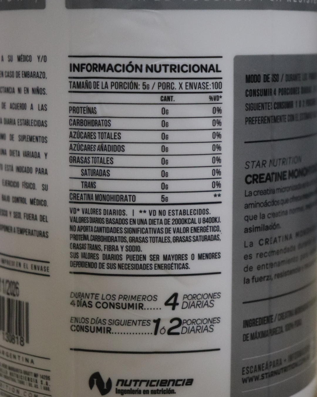CREATINA STAR NUTRITION 500gr