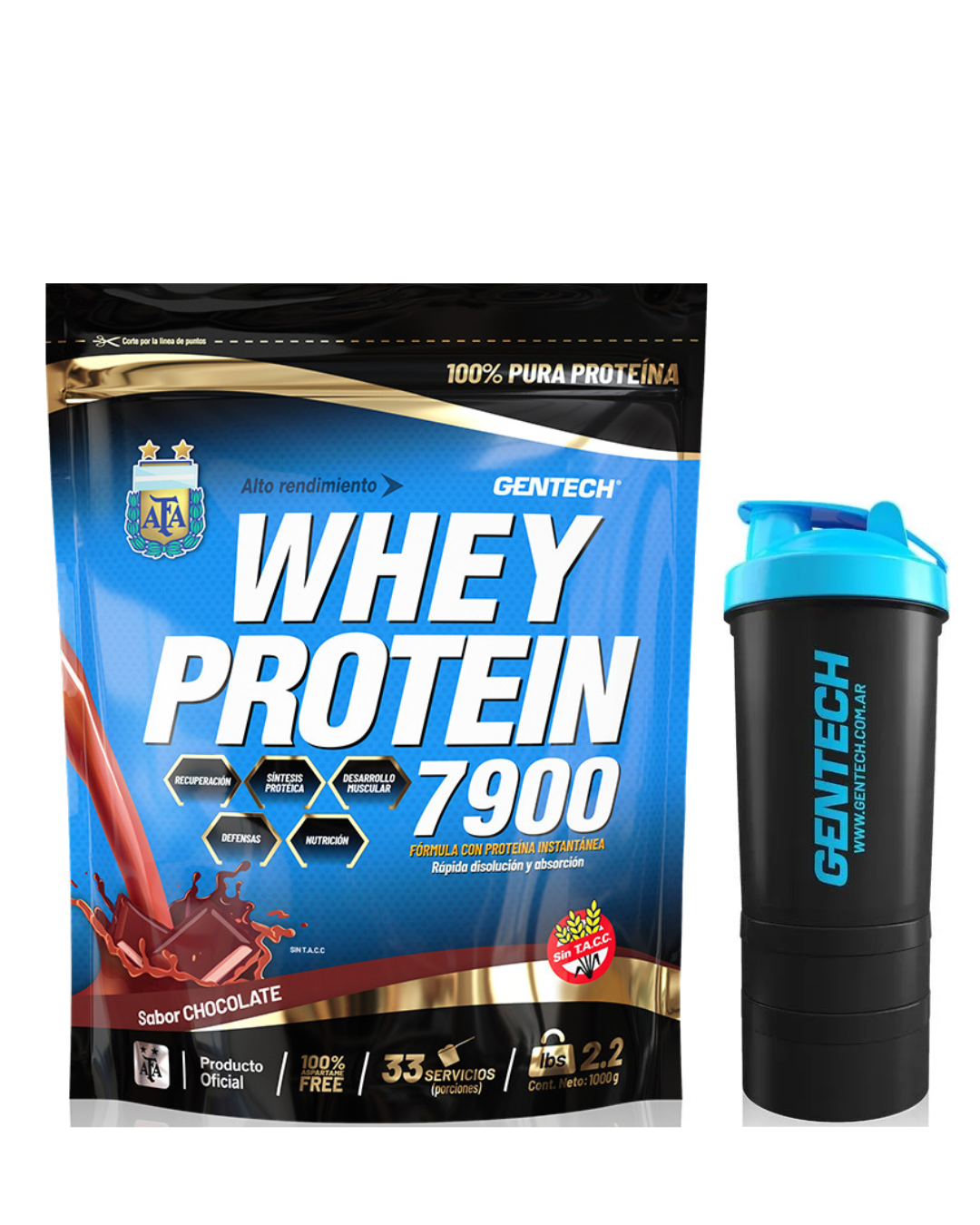 PACK PROTEÍNA 1kg WHEY AFA + SHAKER THREE GENTECH